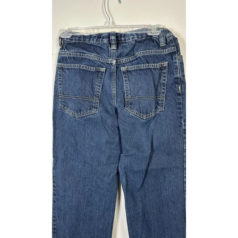Old Navy Kids Loose Ample Blue Jeans 12 Husky Denim Cotton Zip Flat Front